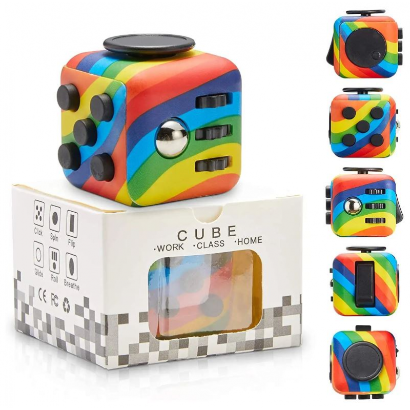 Yetech Cube Anti-Stress,Green Décompression Jouet Cube avec 6 modules  apaisants,Stress Cube Toy pour Enfants et Adultes Anti-anxiété