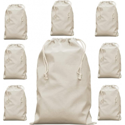 Lot de 10 sacs en coton avec cordon de serrage 30 x 45 cm