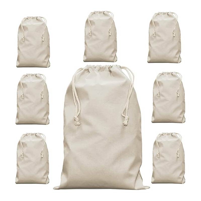 Lot de 10 sacs en coton avec cordon de serrage 30 x 45 cm