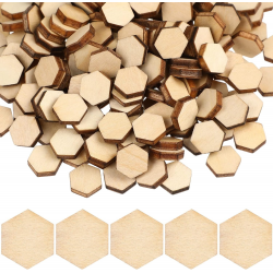 Lot de 200 rondelles de bois de forme hexagonale
