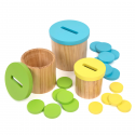 Pots de rempotage en bois colorés (Disques)